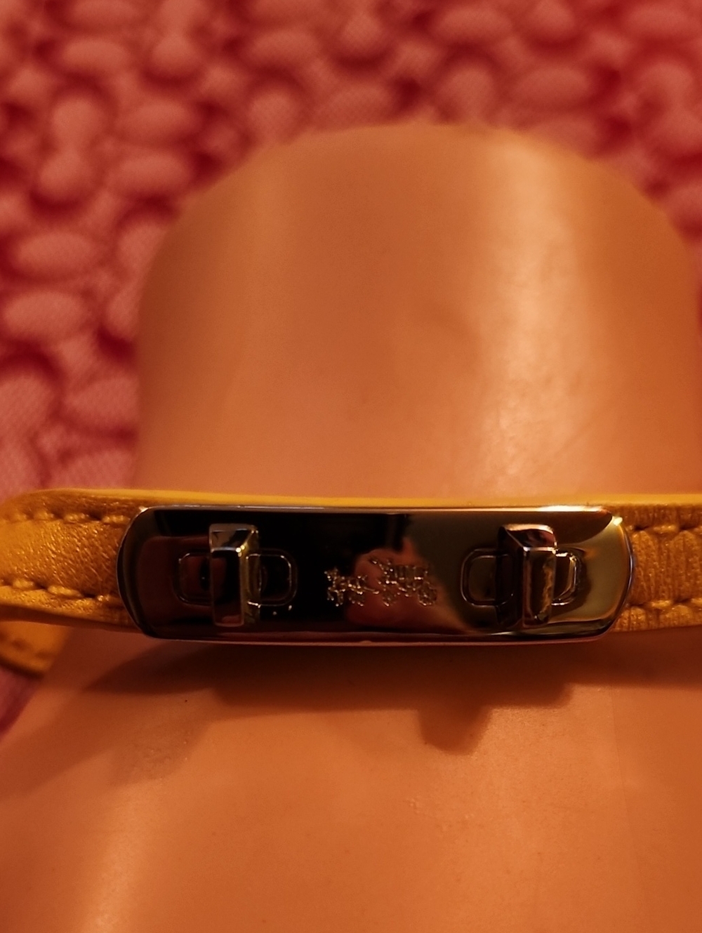 Coach Yellow Leather Turnlock Bracelet with Silver-Tone Hardware
